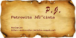 Petrovits Jácinta névjegykártya